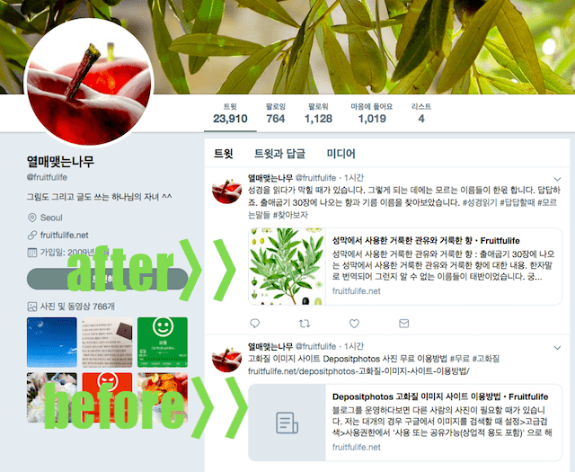트위터에 공유할 때 워드프레스 썸네일 이미지 나오게 하기 3